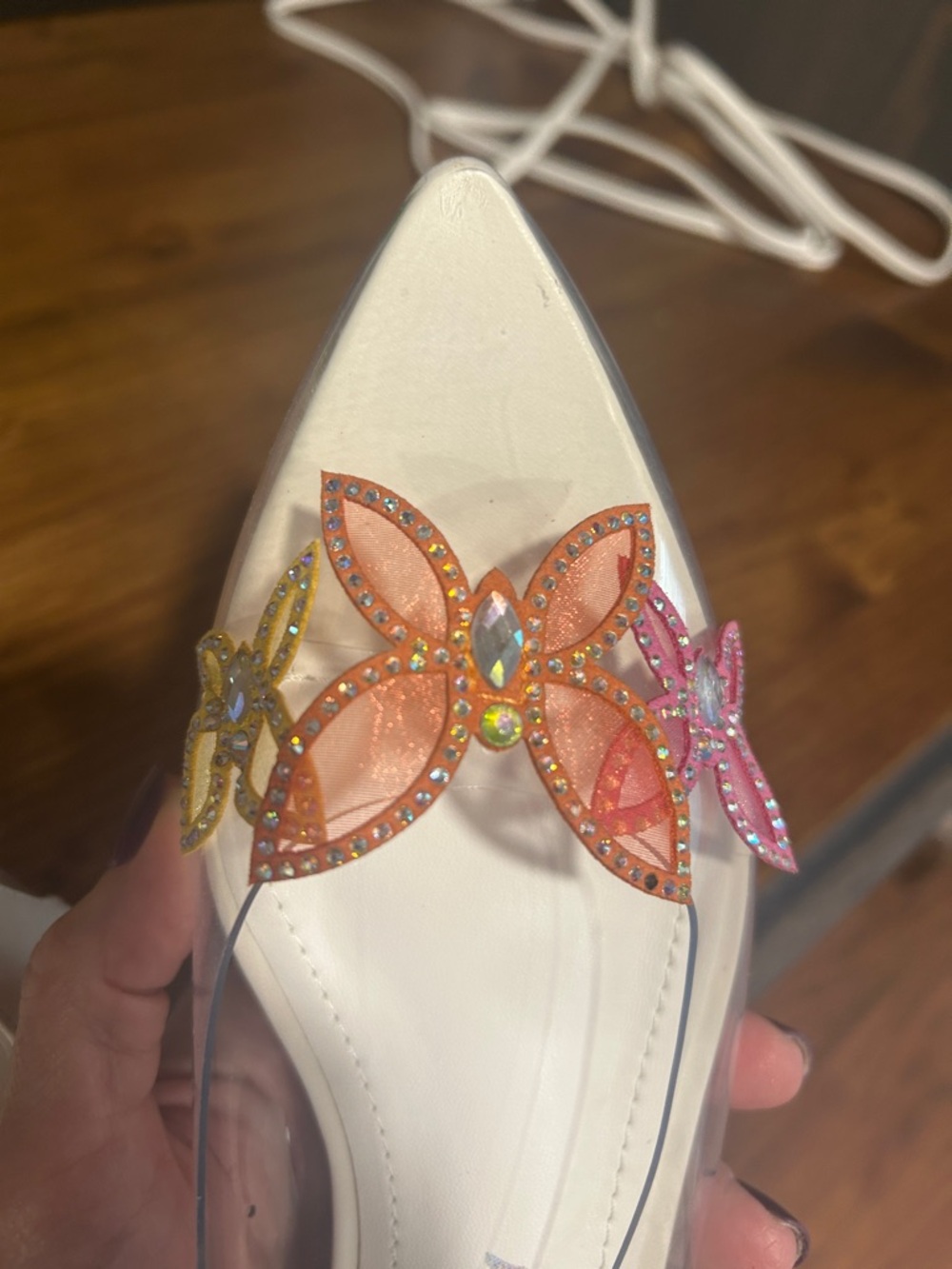 Theressa Rhinestone Butterfly Clear Upper Flats new in box size 7 - Picture 5 of 6